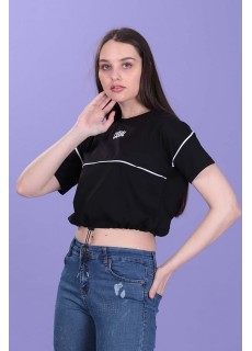 CASUAL BASKLI BEL BAĞCIKLI TSHİRT